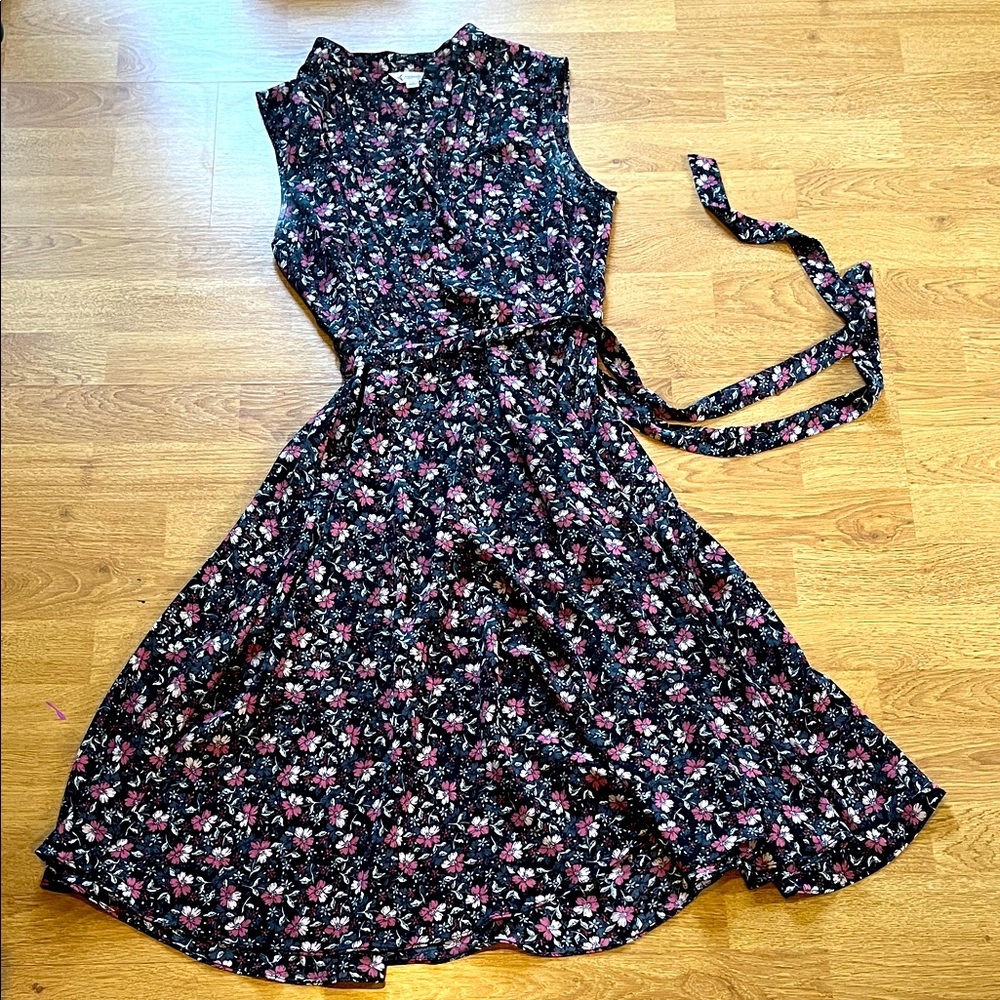 Nanette Lepore Black and Pink Floral Midi Dress